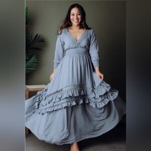 Baltic Born Pippa Dress Size L in Dusty Blue color